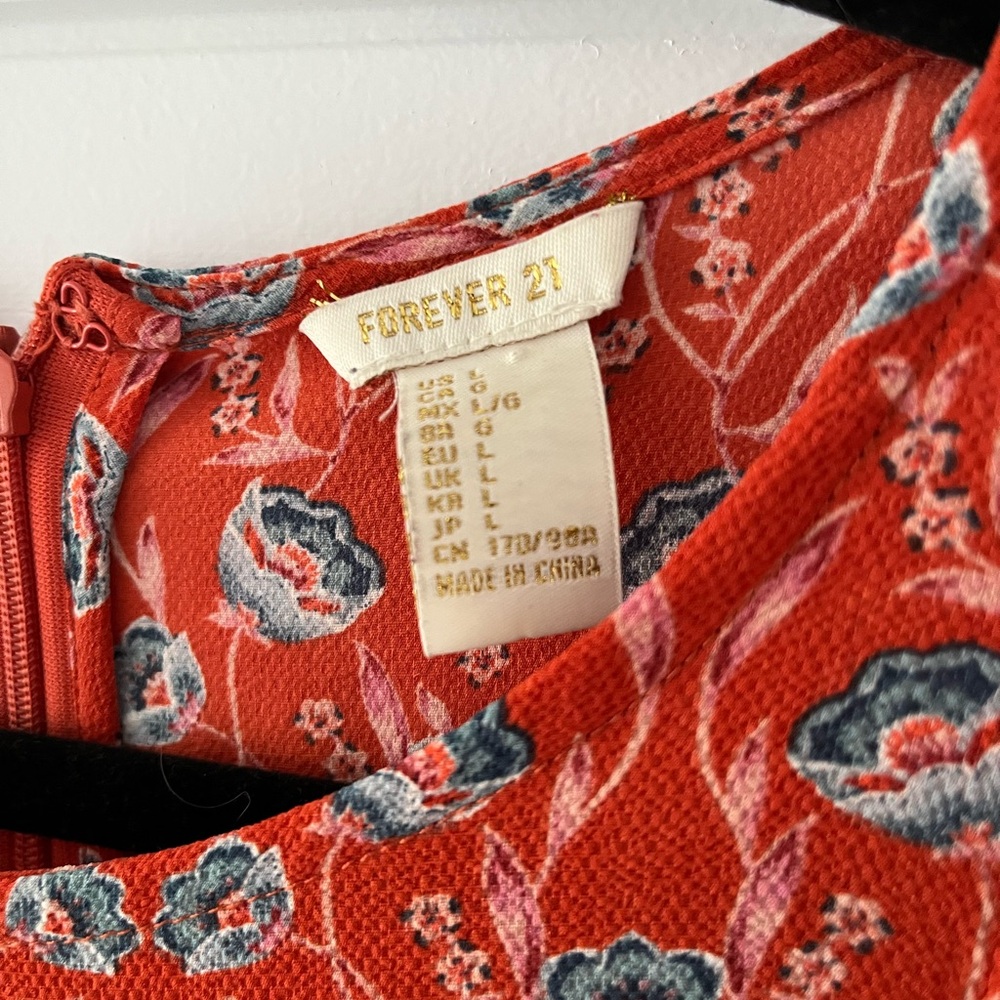 Red/Orange Floral Long-Sleeve Dress - Picture 4 of 8